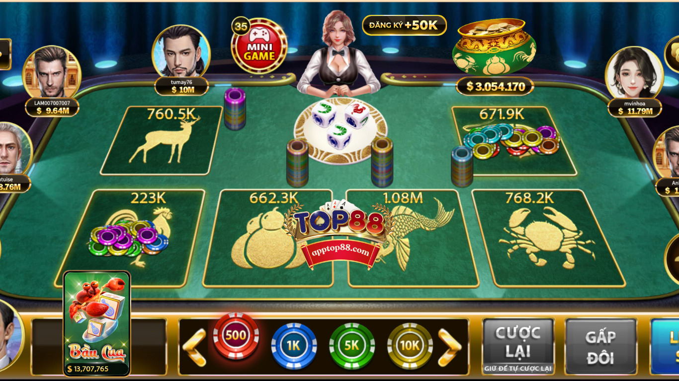 Bầu cua Top88 được nhiều bạn cược yêu thích