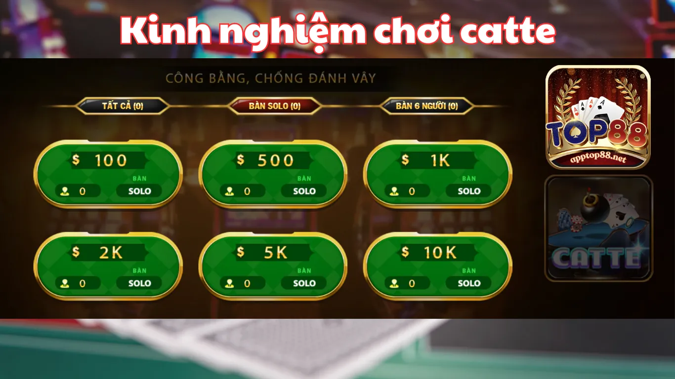 Bật mí kinh nghiệm chơi game bài catte Top88 